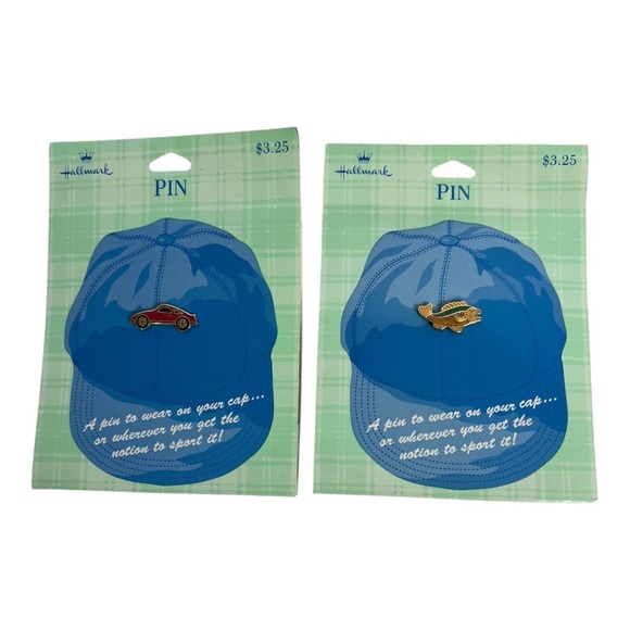 Hallmark Vintage Hat Pins Bundle Red Sports Car/Fish New on Card - Picture 1 of 8